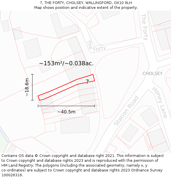 7, THE FORTY, CHOLSEY, WALLINGFORD, OX10 9LH: Plot and title map