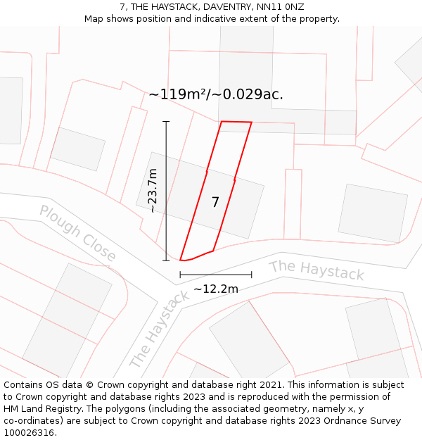 7, THE HAYSTACK, DAVENTRY, NN11 0NZ: Plot and title map
