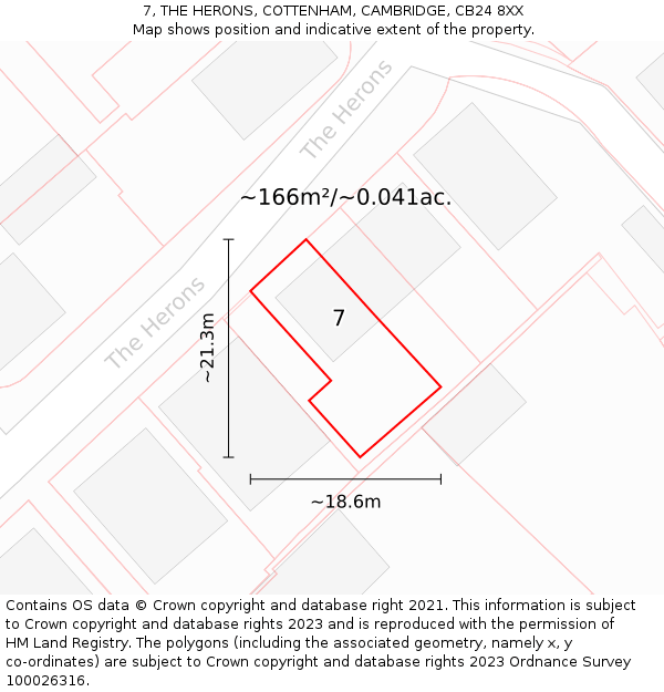 7, THE HERONS, COTTENHAM, CAMBRIDGE, CB24 8XX: Plot and title map