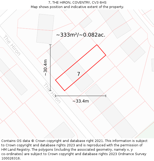 7, THE HIRON, COVENTRY, CV3 6HS: Plot and title map