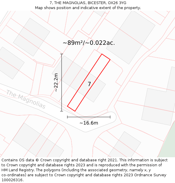 7, THE MAGNOLIAS, BICESTER, OX26 3YG: Plot and title map