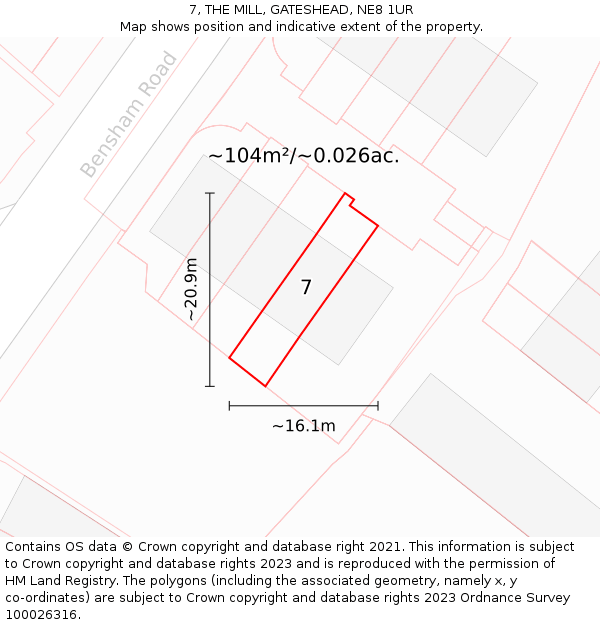 7, THE MILL, GATESHEAD, NE8 1UR: Plot and title map