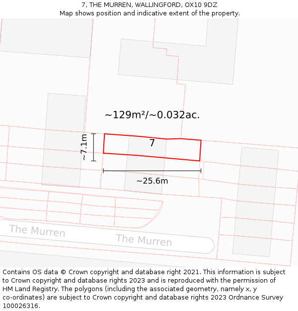 7, THE MURREN, WALLINGFORD, OX10 9DZ: Plot and title map