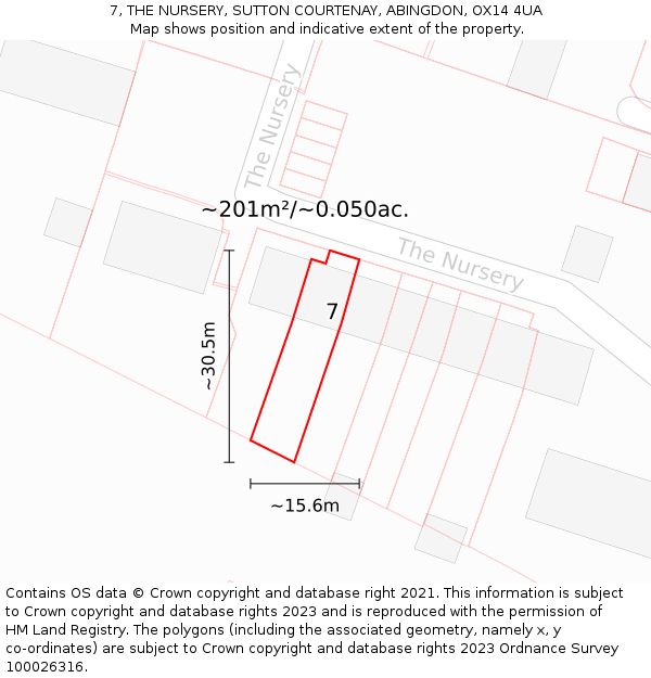 7, THE NURSERY, SUTTON COURTENAY, ABINGDON, OX14 4UA: Plot and title map