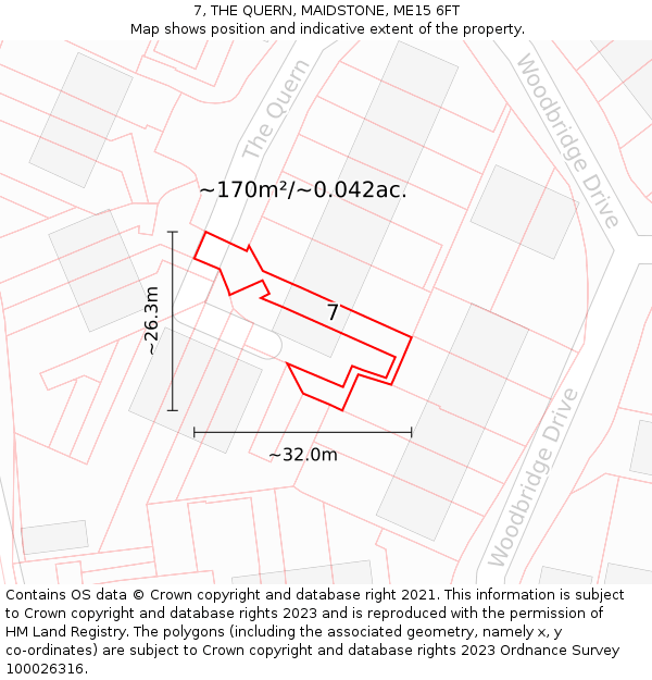 7, THE QUERN, MAIDSTONE, ME15 6FT: Plot and title map