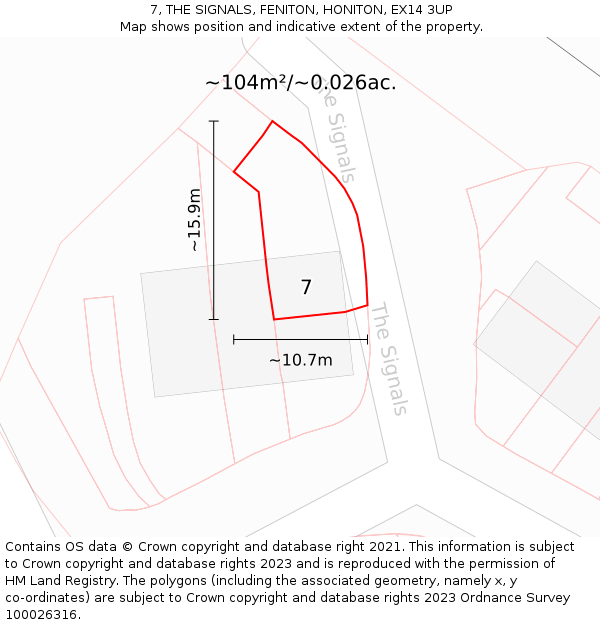 7, THE SIGNALS, FENITON, HONITON, EX14 3UP: Plot and title map