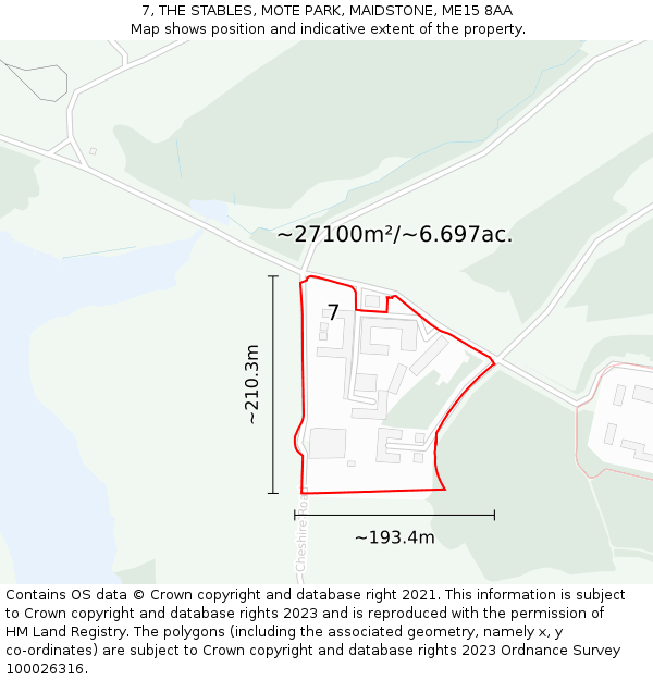 7, THE STABLES, MOTE PARK, MAIDSTONE, ME15 8AA: Plot and title map