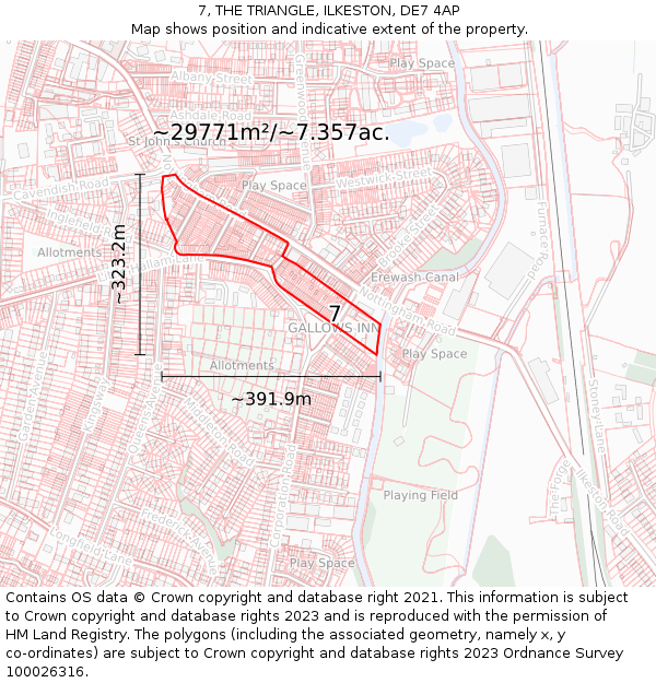 7, THE TRIANGLE, ILKESTON, DE7 4AP: Plot and title map