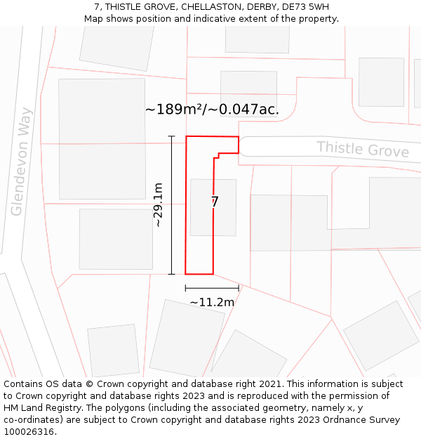 7, THISTLE GROVE, CHELLASTON, DERBY, DE73 5WH: Plot and title map
