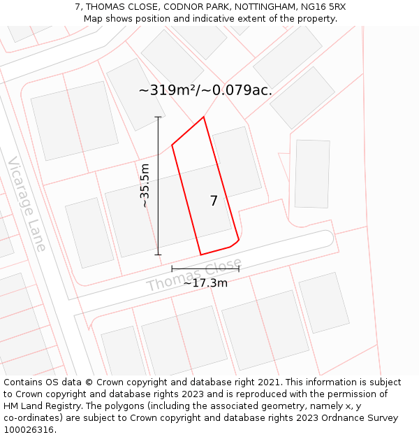 7, THOMAS CLOSE, CODNOR PARK, NOTTINGHAM, NG16 5RX: Plot and title map