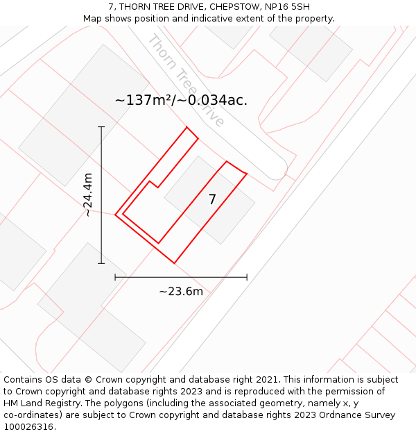 7, THORN TREE DRIVE, CHEPSTOW, NP16 5SH: Plot and title map
