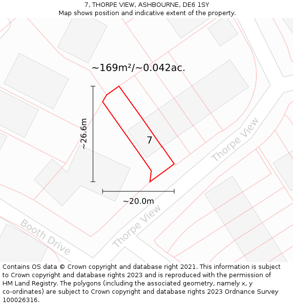 7, THORPE VIEW, ASHBOURNE, DE6 1SY: Plot and title map