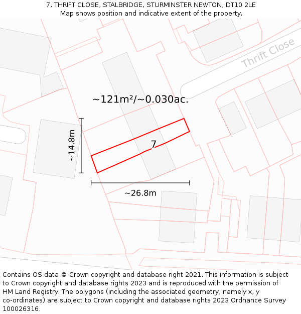 7, THRIFT CLOSE, STALBRIDGE, STURMINSTER NEWTON, DT10 2LE: Plot and title map