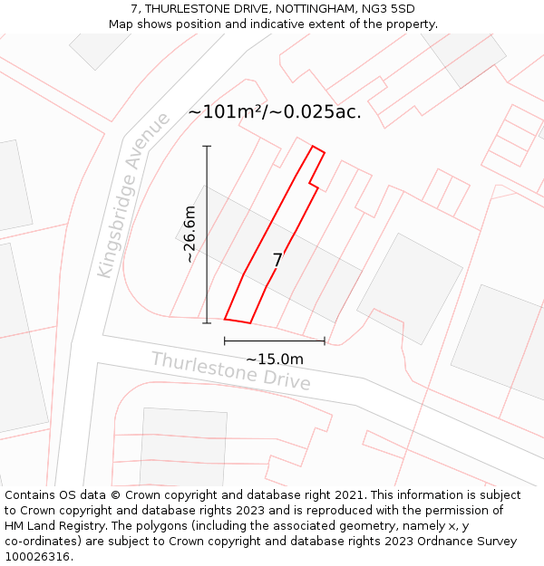 7, THURLESTONE DRIVE, NOTTINGHAM, NG3 5SD: Plot and title map