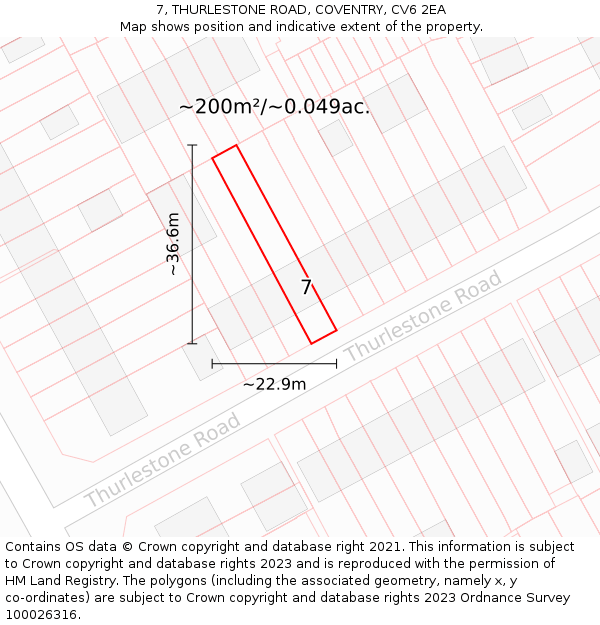 7, THURLESTONE ROAD, COVENTRY, CV6 2EA: Plot and title map