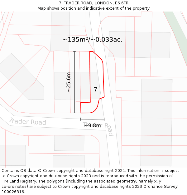 7, TRADER ROAD, LONDON, E6 6FR: Plot and title map