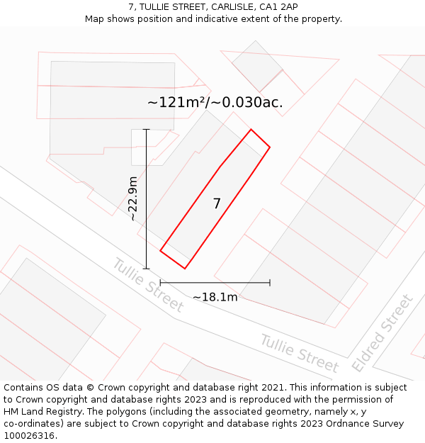7, TULLIE STREET, CARLISLE, CA1 2AP: Plot and title map