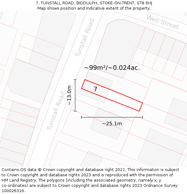 7, TUNSTALL ROAD, BIDDULPH, STOKE-ON-TRENT, ST8 6HJ: Plot and title map
