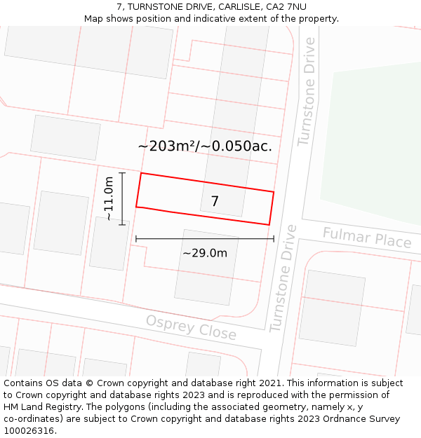 7, TURNSTONE DRIVE, CARLISLE, CA2 7NU: Plot and title map