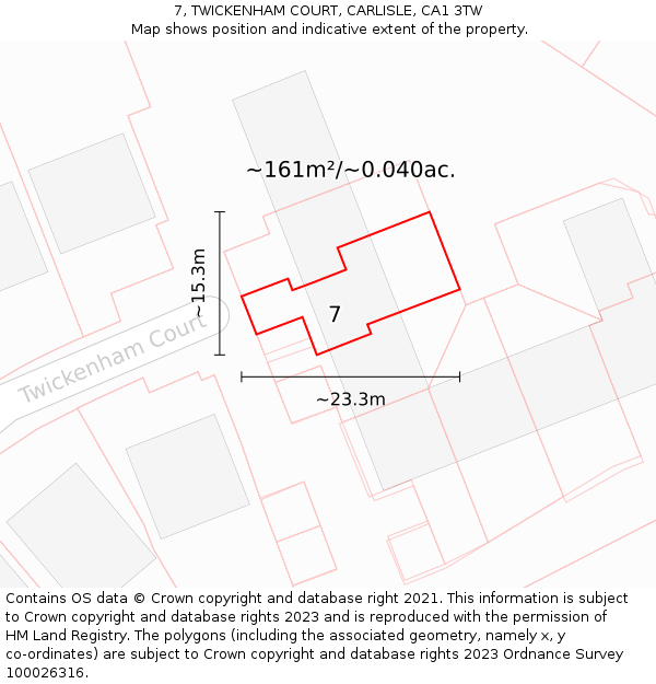 7, TWICKENHAM COURT, CARLISLE, CA1 3TW: Plot and title map