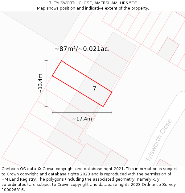 7, TYLSWORTH CLOSE, AMERSHAM, HP6 5DF: Plot and title map