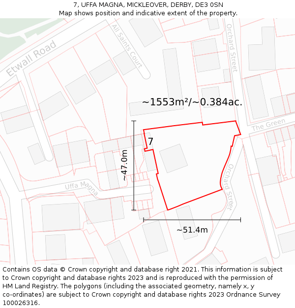 7, UFFA MAGNA, MICKLEOVER, DERBY, DE3 0SN: Plot and title map