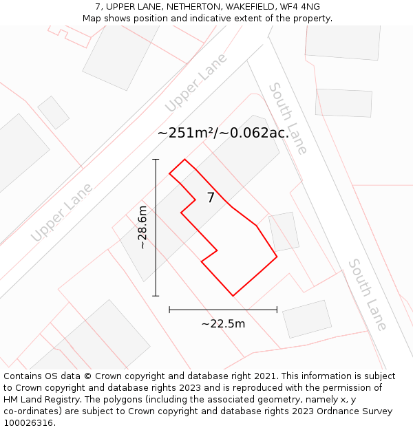 7, UPPER LANE, NETHERTON, WAKEFIELD, WF4 4NG: Plot and title map