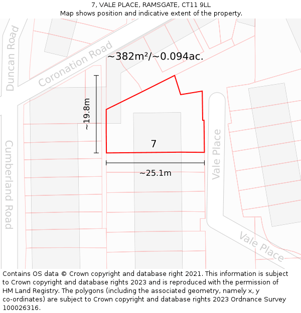 7, VALE PLACE, RAMSGATE, CT11 9LL: Plot and title map