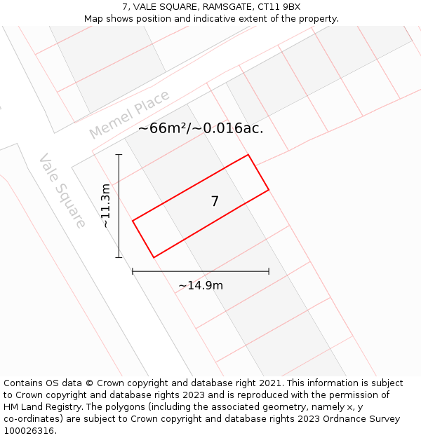 7, VALE SQUARE, RAMSGATE, CT11 9BX: Plot and title map