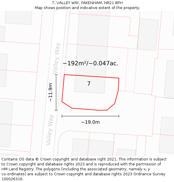 7, VALLEY WAY, FAKENHAM, NR21 8PH: Plot and title map