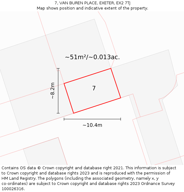 7, VAN BUREN PLACE, EXETER, EX2 7TJ: Plot and title map