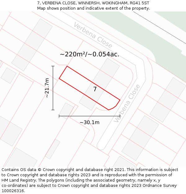 7, VERBENA CLOSE, WINNERSH, WOKINGHAM, RG41 5ST: Plot and title map