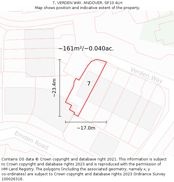 7, VERDEN WAY, ANDOVER, SP10 4LH: Plot and title map