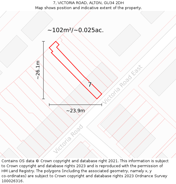 7, VICTORIA ROAD, ALTON, GU34 2DH: Plot and title map