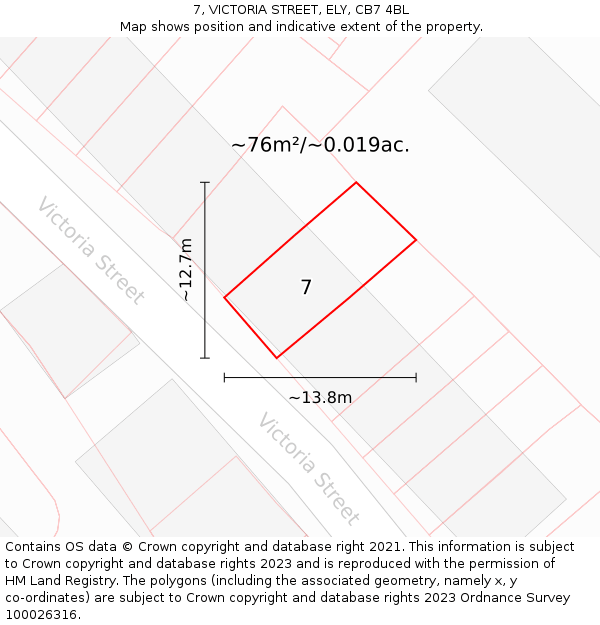 7, VICTORIA STREET, ELY, CB7 4BL: Plot and title map