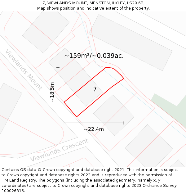 7, VIEWLANDS MOUNT, MENSTON, ILKLEY, LS29 6BJ: Plot and title map