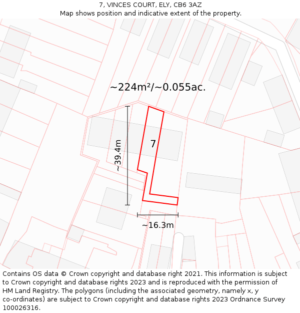 7, VINCES COURT, ELY, CB6 3AZ: Plot and title map