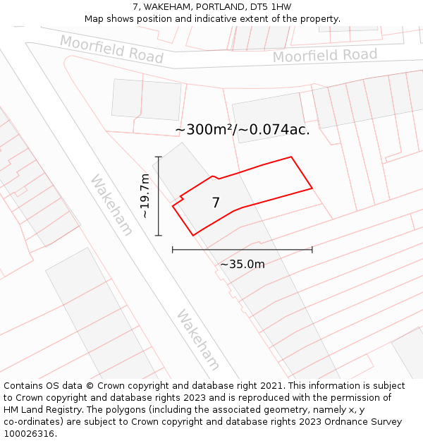 7, WAKEHAM, PORTLAND, DT5 1HW: Plot and title map