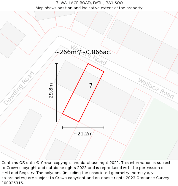 7, WALLACE ROAD, BATH, BA1 6QQ: Plot and title map