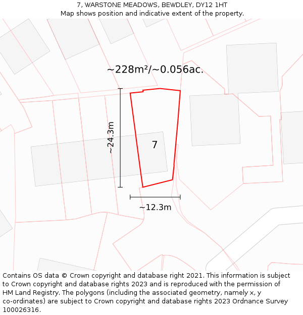 7, WARSTONE MEADOWS, BEWDLEY, DY12 1HT: Plot and title map