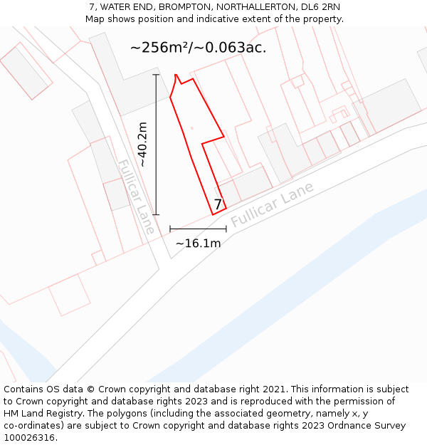 7, WATER END, BROMPTON, NORTHALLERTON, DL6 2RN: Plot and title map