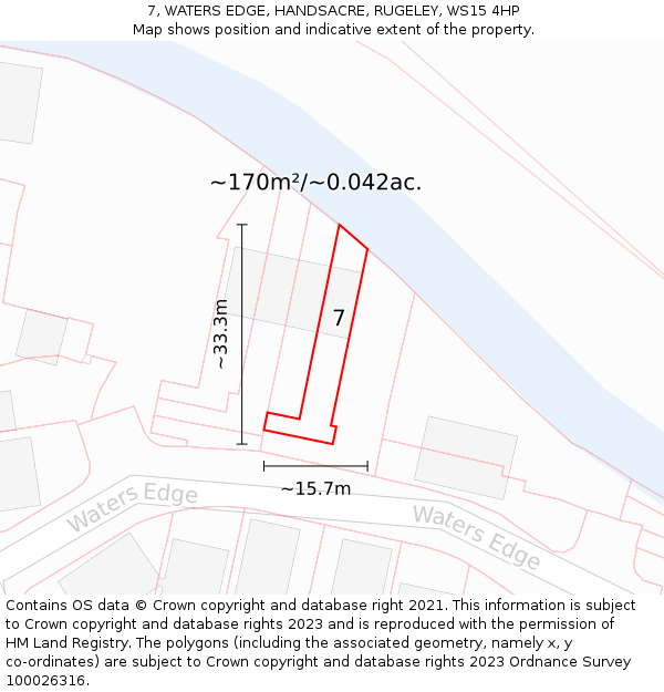 7, WATERS EDGE, HANDSACRE, RUGELEY, WS15 4HP: Plot and title map