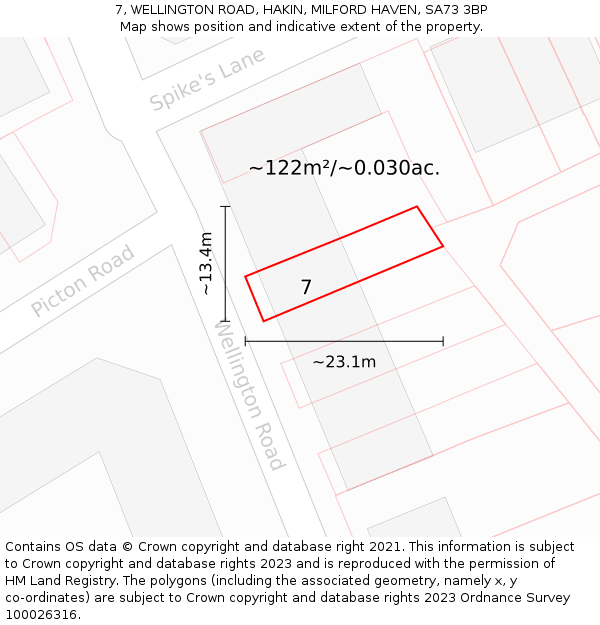 7, WELLINGTON ROAD, HAKIN, MILFORD HAVEN, SA73 3BP: Plot and title map