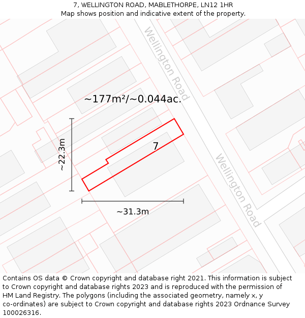 7, WELLINGTON ROAD, MABLETHORPE, LN12 1HR: Plot and title map