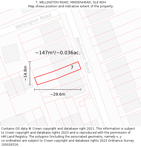 7, WELLINGTON ROAD, MAIDENHEAD, SL6 6DH: Plot and title map