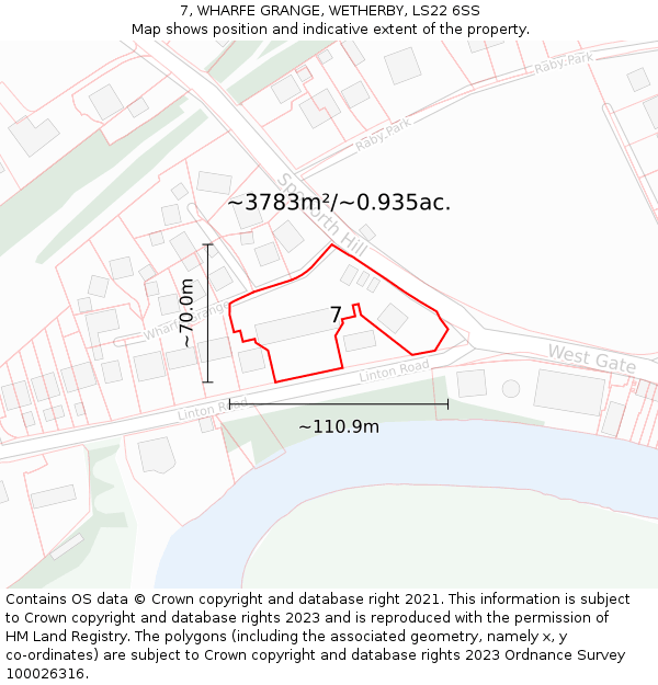 7, WHARFE GRANGE, WETHERBY, LS22 6SS: Plot and title map
