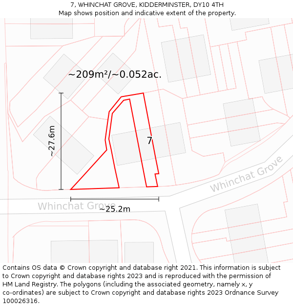 7, WHINCHAT GROVE, KIDDERMINSTER, DY10 4TH: Plot and title map