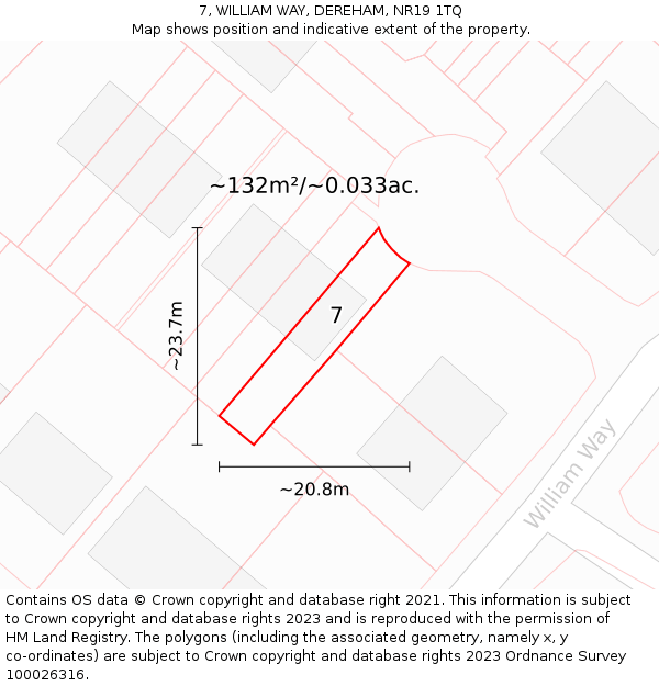 7, WILLIAM WAY, DEREHAM, NR19 1TQ: Plot and title map