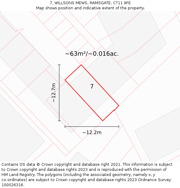 7, WILLSONS MEWS, RAMSGATE, CT11 9FE: Plot and title map