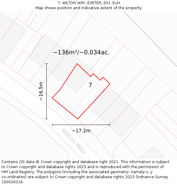 7, WILTON WAY, EXETER, EX1 3UH: Plot and title map